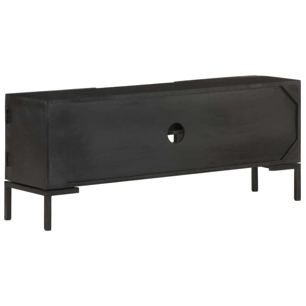 fekete tömör mangófa TV-szekrény 115 x 30 x 46 cm