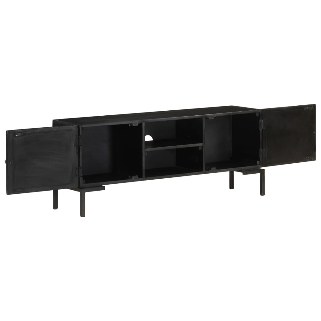 fekete tömör mangófa TV-szekrény 115 x 30 x 46 cm