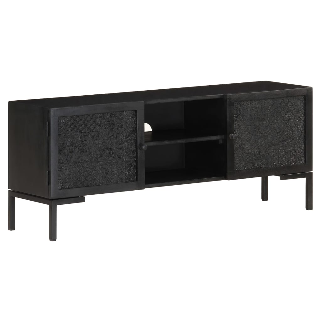 fekete tömör mangófa TV-szekrény 115 x 30 x 46 cm