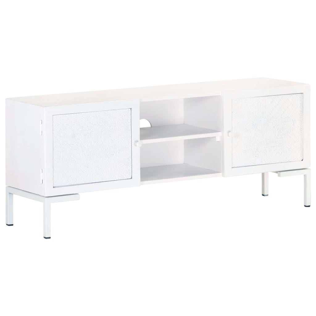 fehér tömör mangófa TV-szekrény 115 x 30 x 46 cm