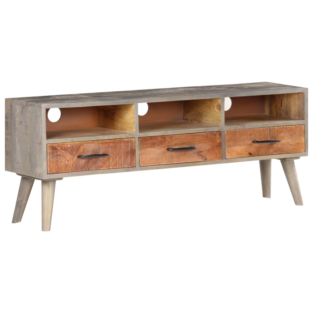 szürke tömör nyers mangófa TV-szekrény 130 x 35 x 51 cm