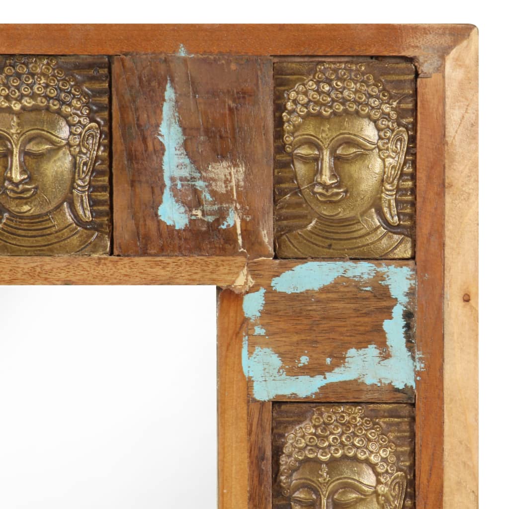 tömör újrahasznosított fa tükör Buddha burkolattal 110 x 50 cm