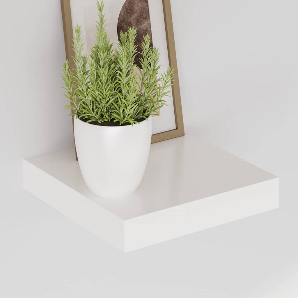 magasfényű fehér MDF lebegő fali polc 23 x 23,5 x 3,8 cm