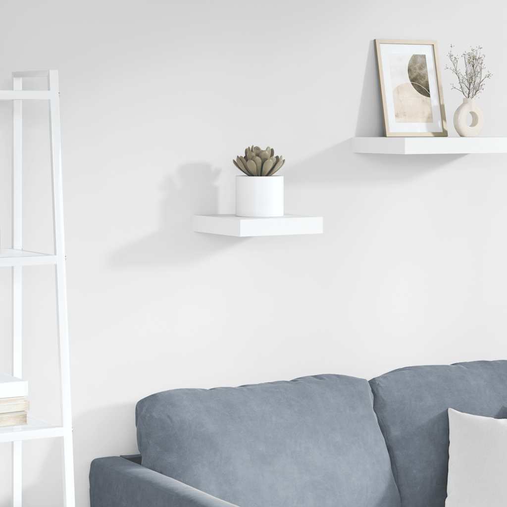 magasfényű fehér MDF lebegő fali polc 23 x 23,5 x 3,8 cm