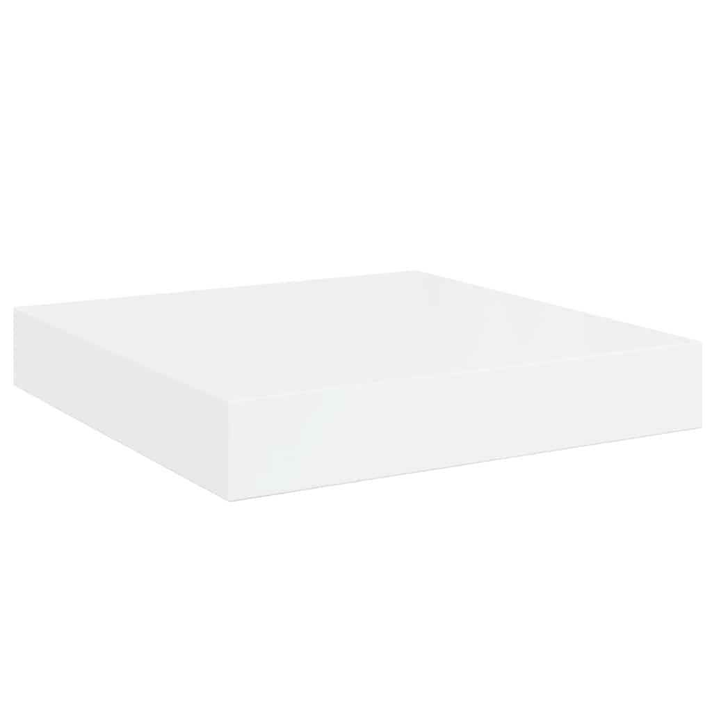 2 db magasfényű fehér MDF lebegő fali polc 23 x 23,5 x 3,8 cm