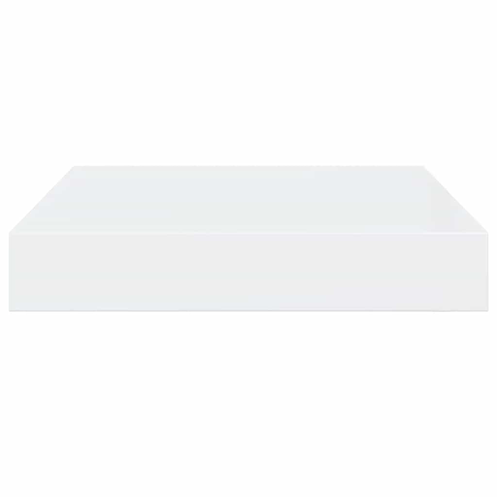 2 db magasfényű fehér MDF lebegő fali polc 23 x 23,5 x 3,8 cm
