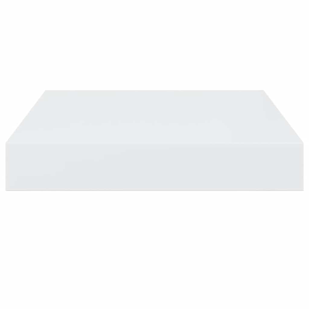 2 db magasfényű fehér MDF lebegő fali polc 23 x 23,5 x 3,8 cm