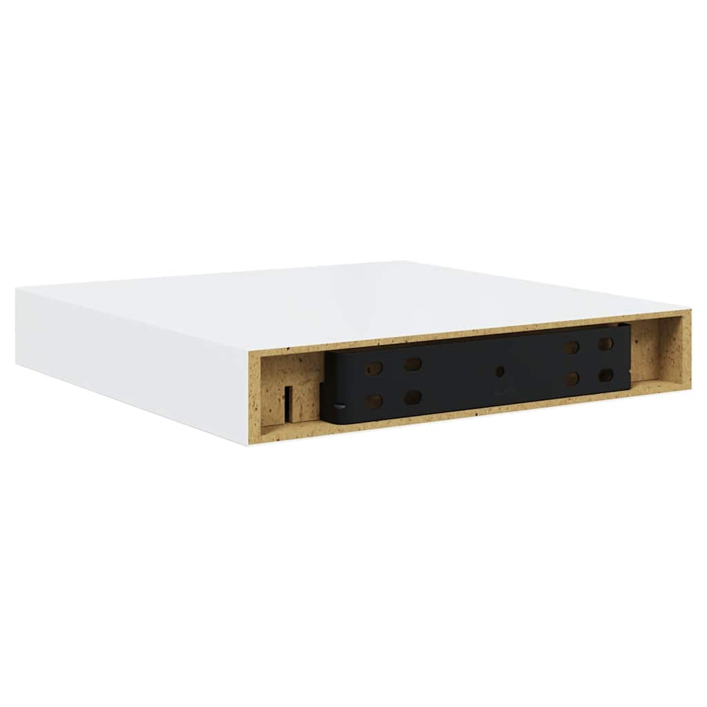 2 db magasfényű fehér MDF lebegő fali polc 23 x 23,5 x 3,8 cm