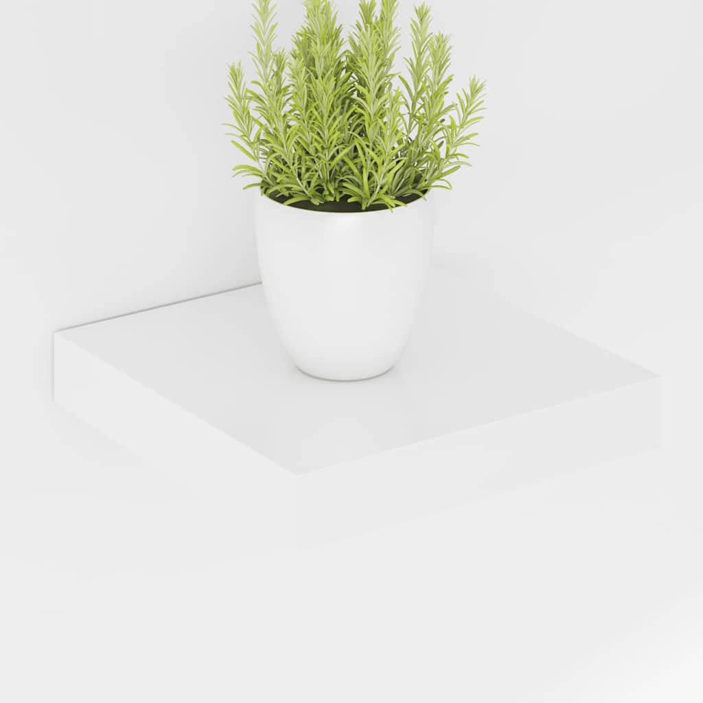 4 db magasfényű fehér MDF lebegő fali polc 23 x 23,5 x 3,8 cm