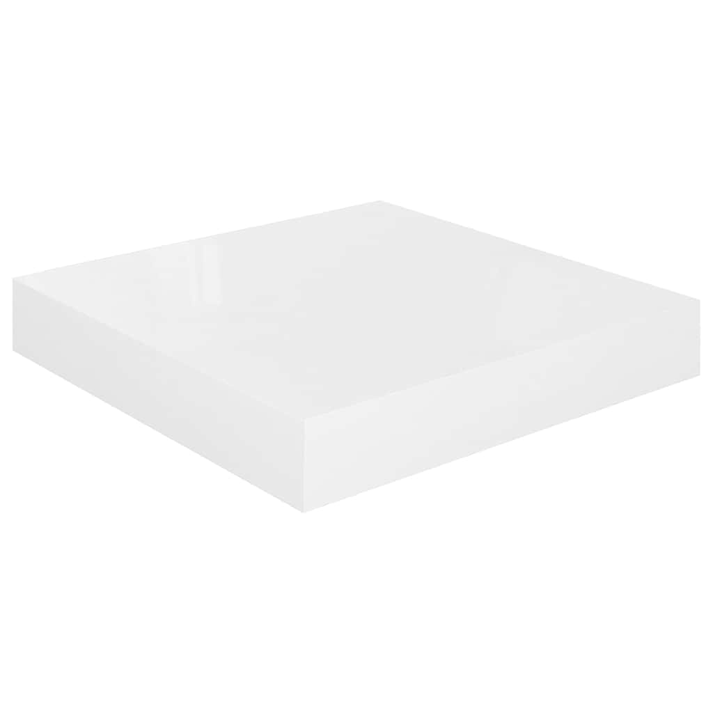4 db magasfényű fehér MDF lebegő fali polc 23 x 23,5 x 3,8 cm