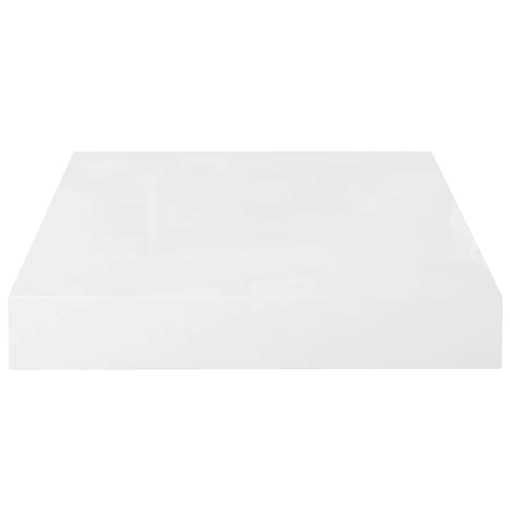 4 db magasfényű fehér MDF lebegő fali polc 23 x 23,5 x 3,8 cm