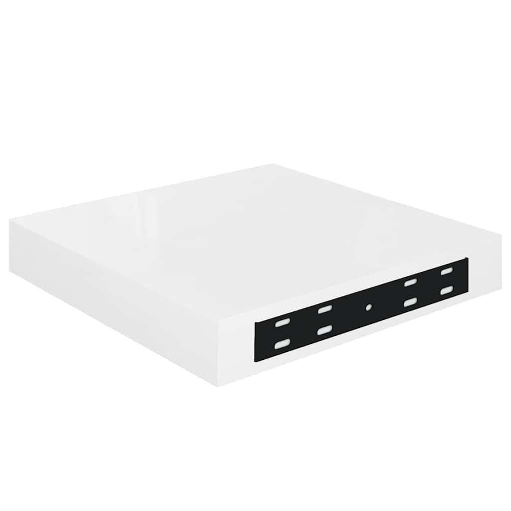 4 db magasfényű fehér MDF lebegő fali polc 23 x 23,5 x 3,8 cm