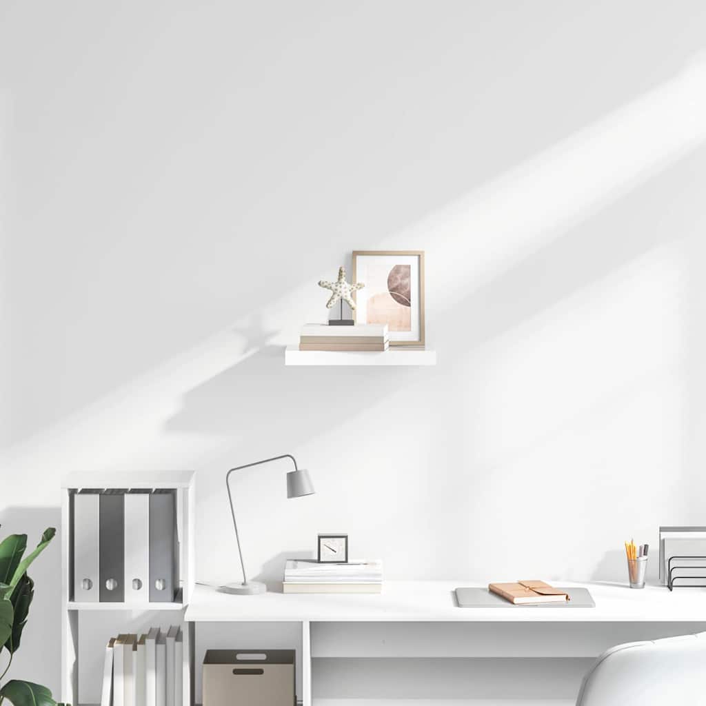 magasfényű fehér MDF lebegő fali polc 40 x 23,5 x 3,8 cm