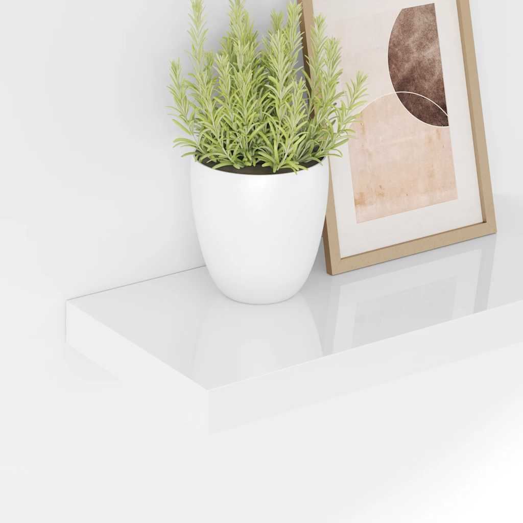magasfényű fehér MDF lebegő fali polc 40 x 23,5 x 3,8 cm