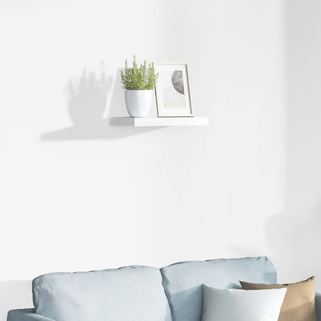 magasfényű fehér MDF lebegő fali polc 40 x 23,5 x 3,8 cm