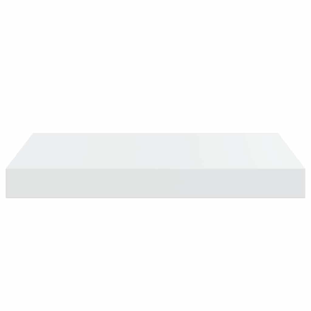 2 db magasfényű fehér MDF lebegő fali polc 40 x 23,5 x 3,8 cm