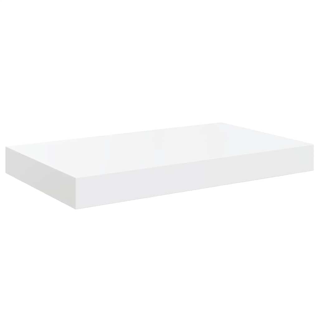 2 db magasfényű fehér MDF lebegő fali polc 40 x 23,5 x 3,8 cm