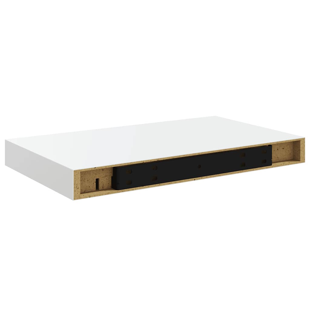 2 db magasfényű fehér MDF lebegő fali polc 40 x 23,5 x 3,8 cm