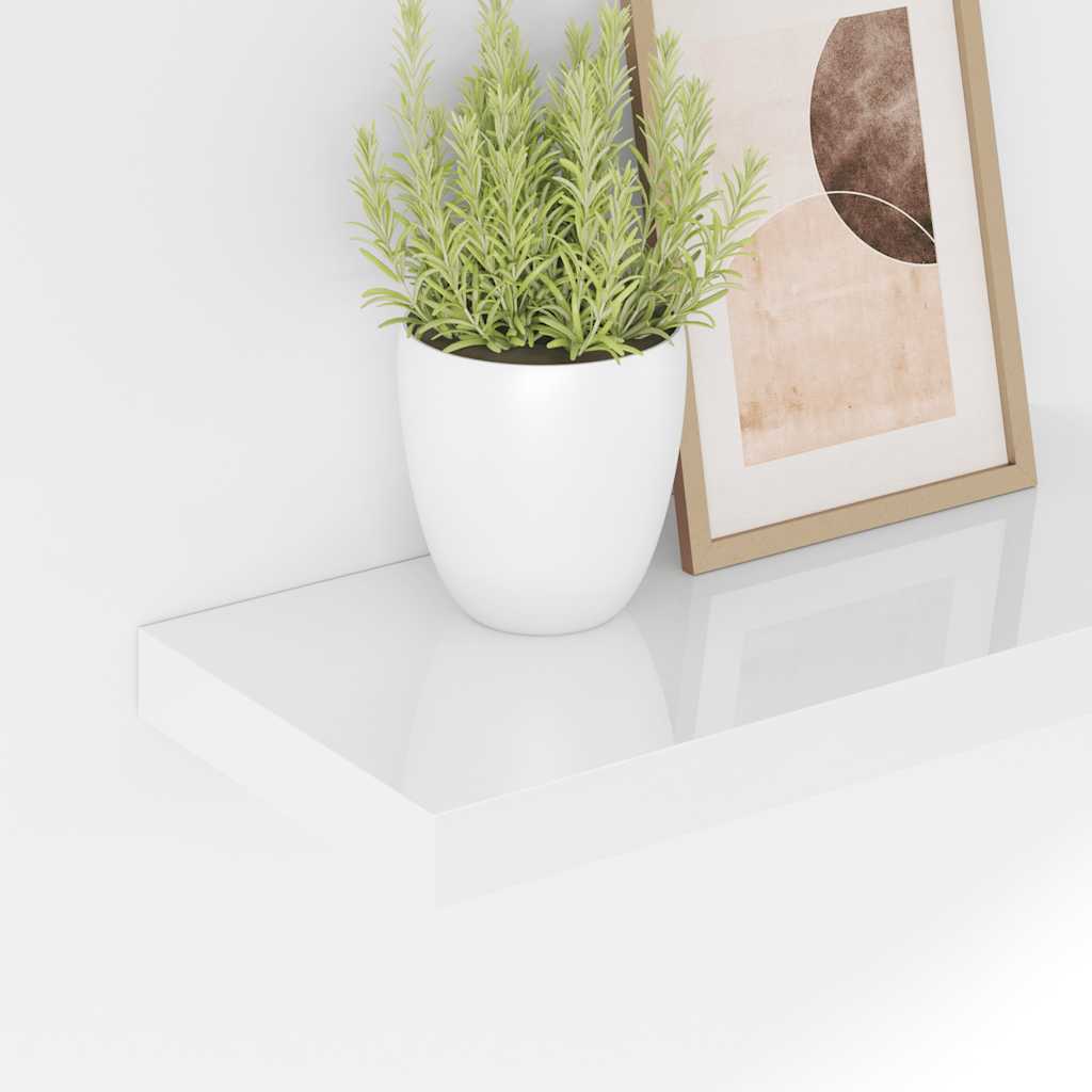 4 db magasfényű fehér MDF lebegő fali polc 40 x 23,5 x 3,8 cm
