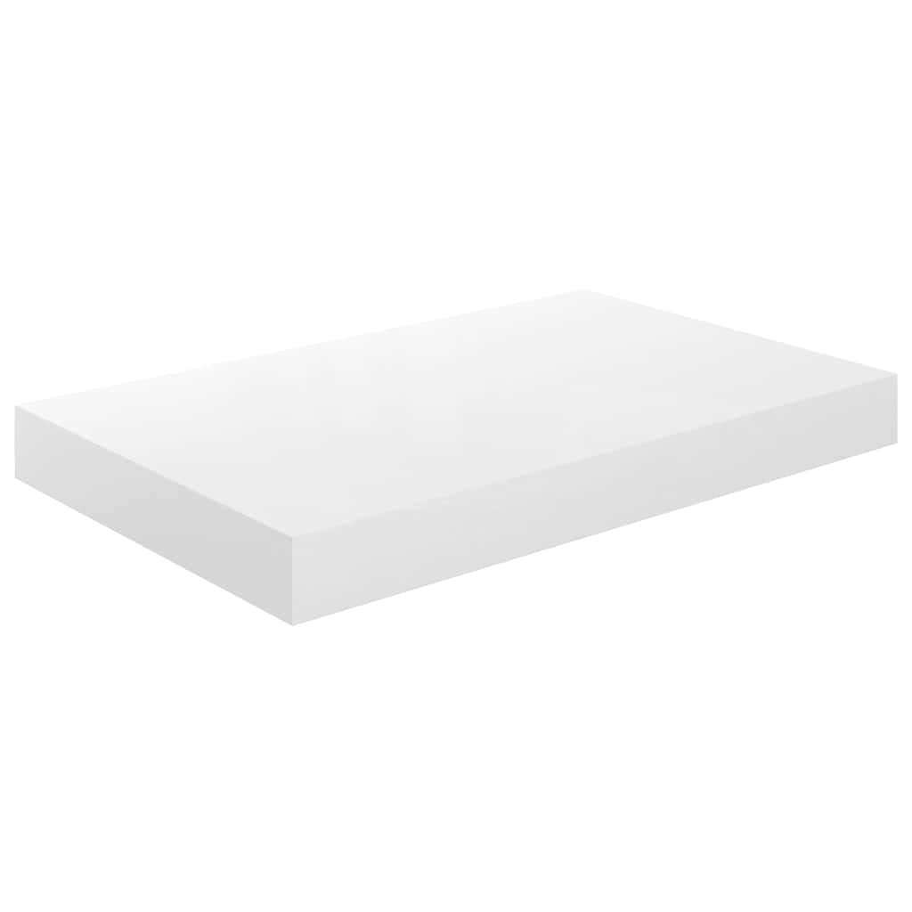4 db magasfényű fehér MDF lebegő fali polc 40 x 23,5 x 3,8 cm
