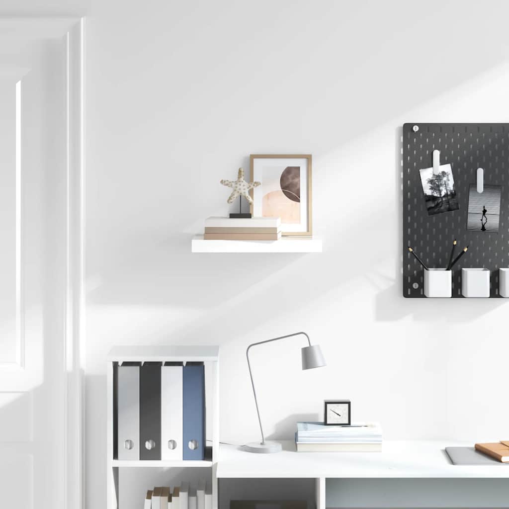 magasfényű fehér MDF lebegő fali polc 50 x 23,5 x 3,8 cm