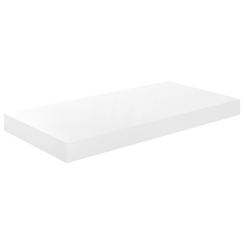 2 db magasfényű fehér MDF lebegő fali polc 50 x 23 x 3,8 cm