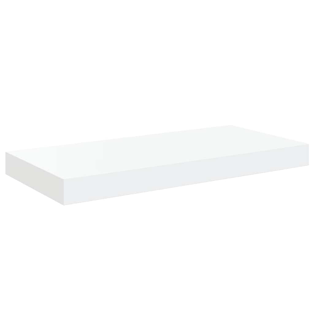 2 db magasfényű fehér MDF lebegő fali polc 50 x 23,5 x 3,8 cm