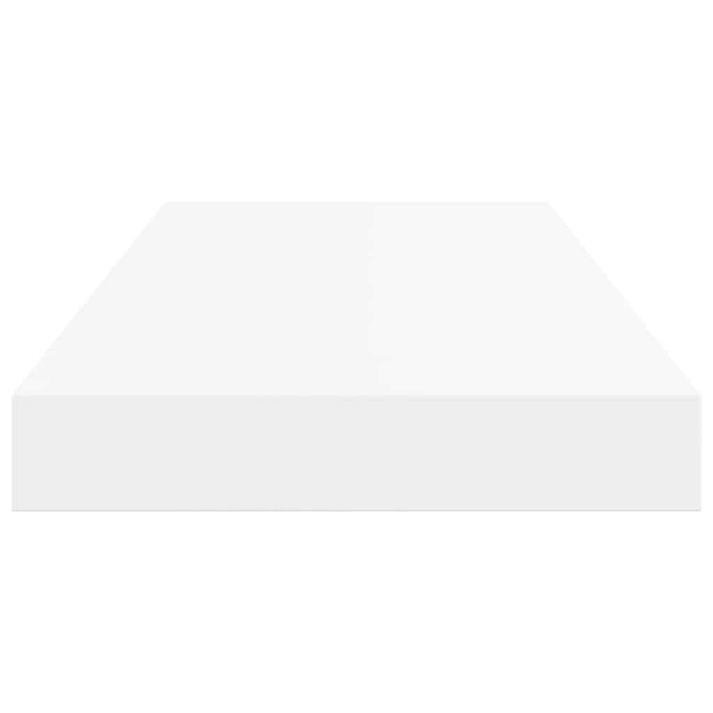 2 db magasfényű fehér MDF lebegő fali polc 50 x 23,5 x 3,8 cm