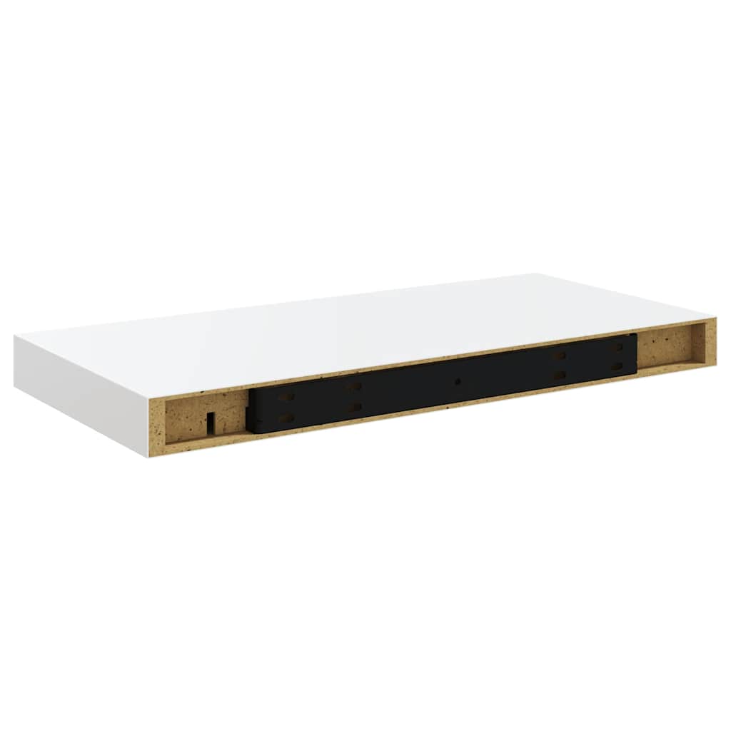 2 db magasfényű fehér MDF lebegő fali polc 50 x 23 x 3,8 cm