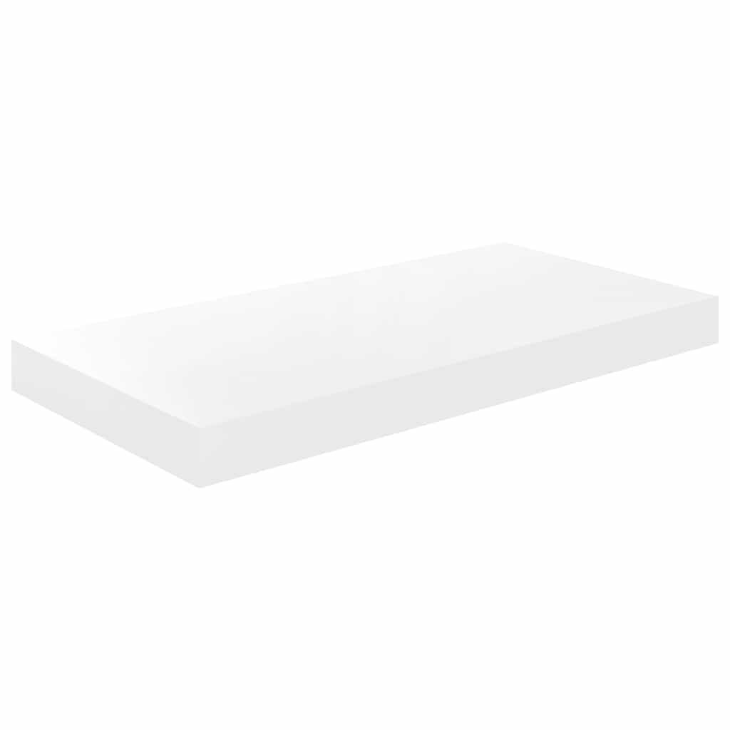 4 db magasfényű fehér MDF lebegő fali polc 50 x 23,5 x 3,8 cm