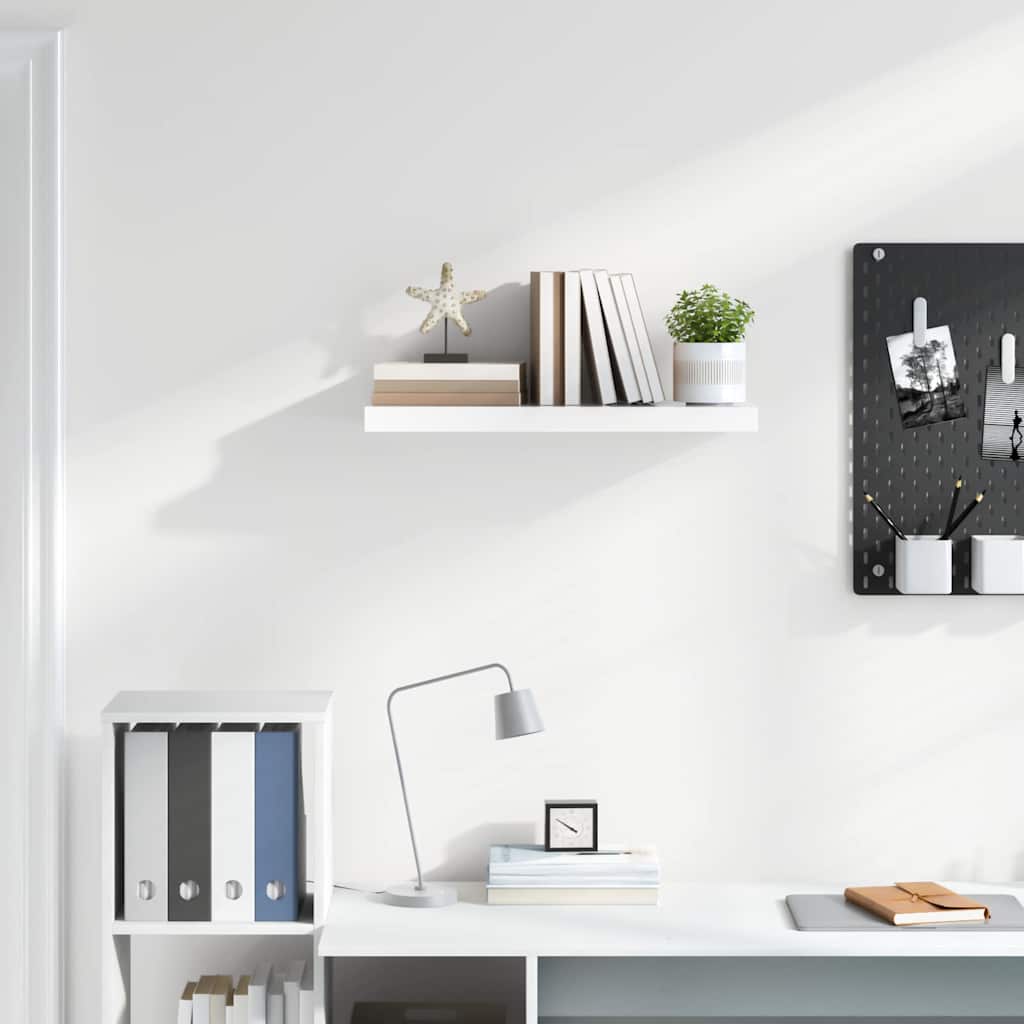 magasfényű fehér MDF lebegő fali polc 60 x 23,5 x 3,8 cm