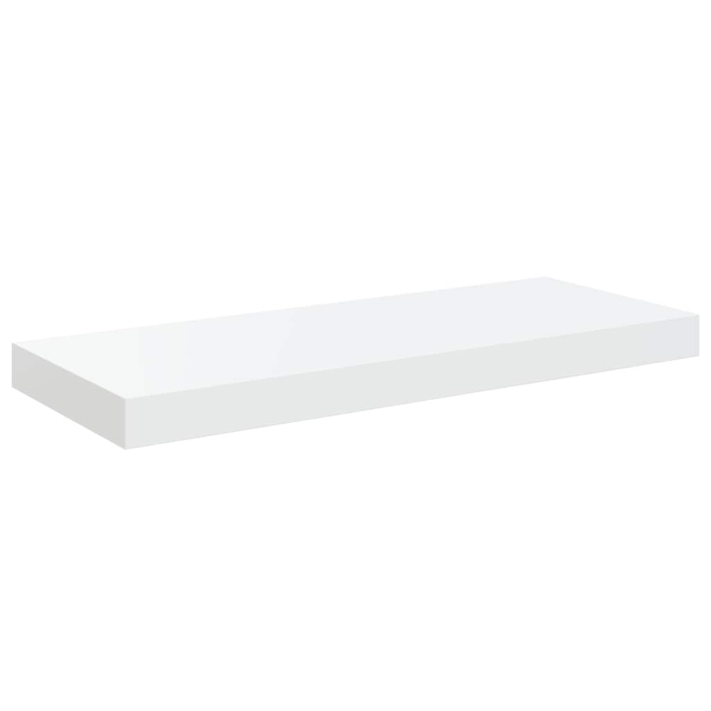 2 db magasfényű fehér MDF lebegő fali polc 60 x 23,5 x 3,8 cm