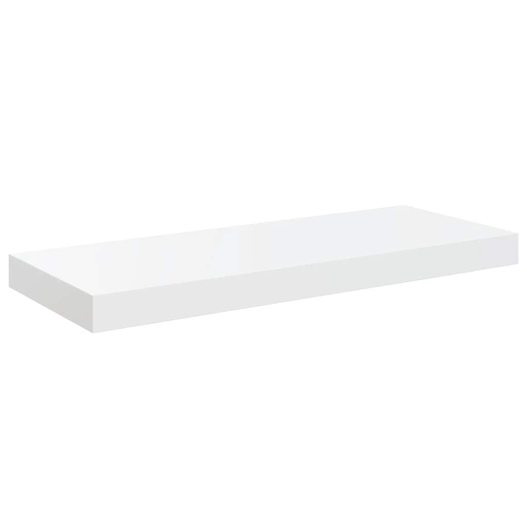 2 db magasfényű fehér MDF lebegő fali polc 60 x 23,5 x 3,8 cm