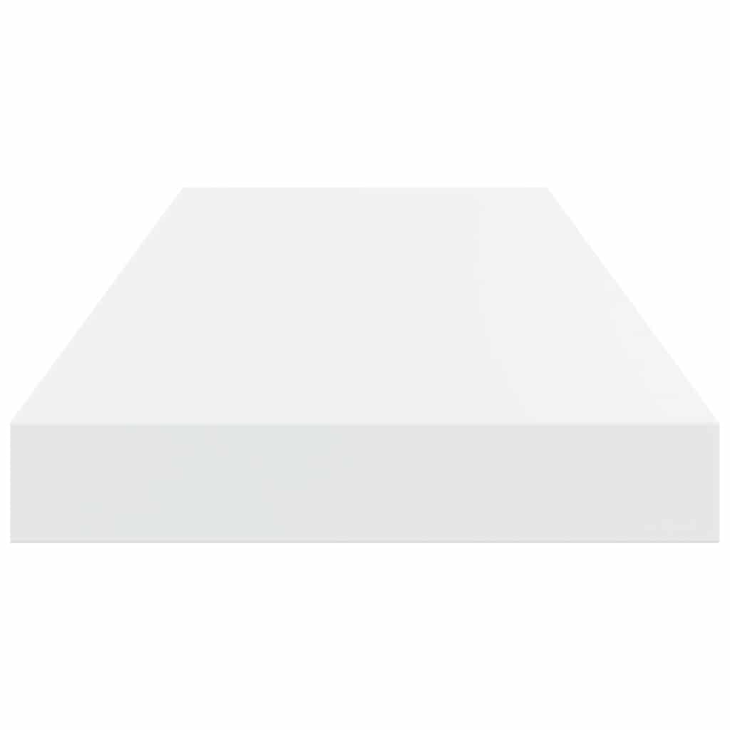 2 db magasfényű fehér MDF lebegő fali polc 60 x 23,5 x 3,8 cm