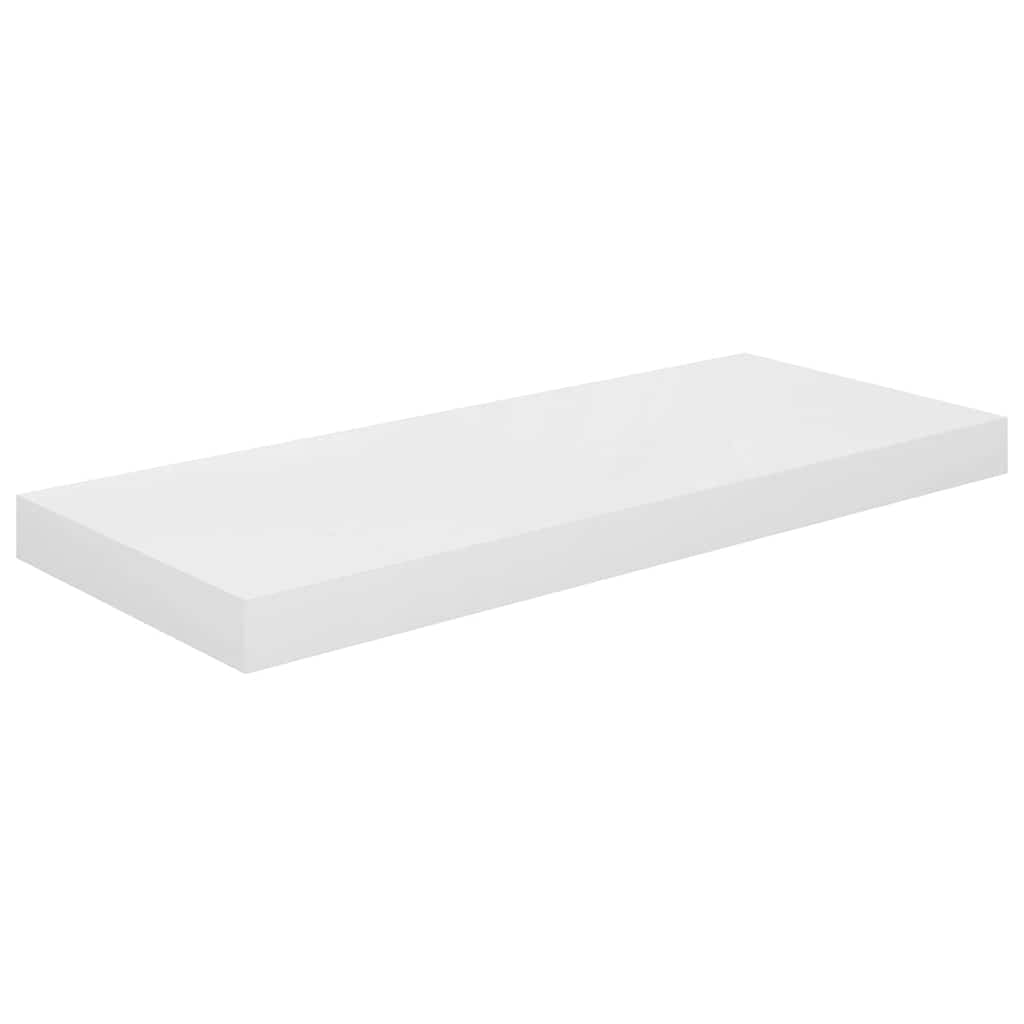 4 db magasfényű fehér MDF lebegő fali polc 60 x 23,5 x 3,8 cm