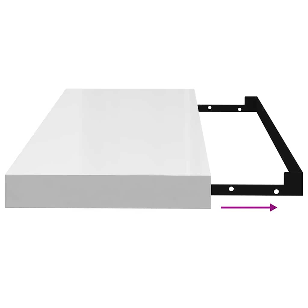 4 db magasfényű fehér MDF lebegő fali polc 60 x 23,5 x 3,8 cm