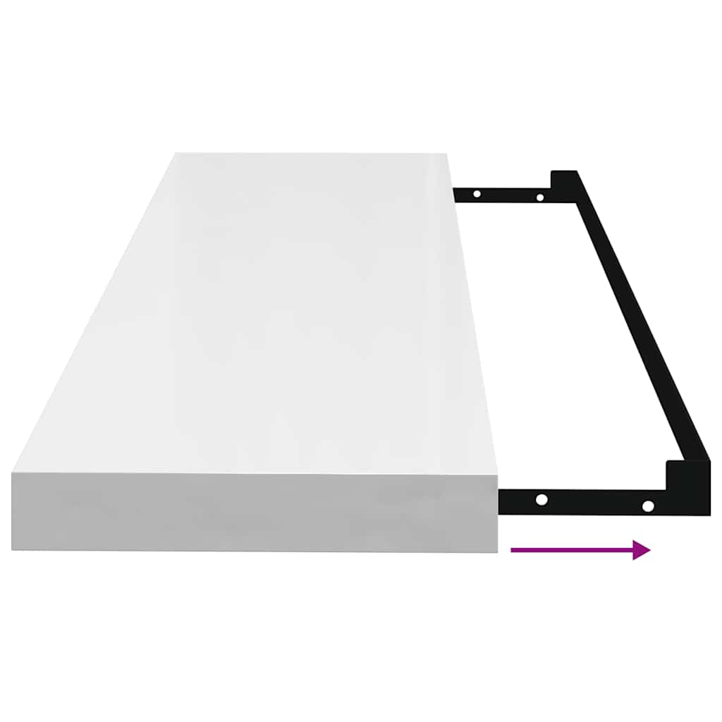 magasfényű fehér MDF lebegő fali polc 80 x 23,5 x 3,8 cm
