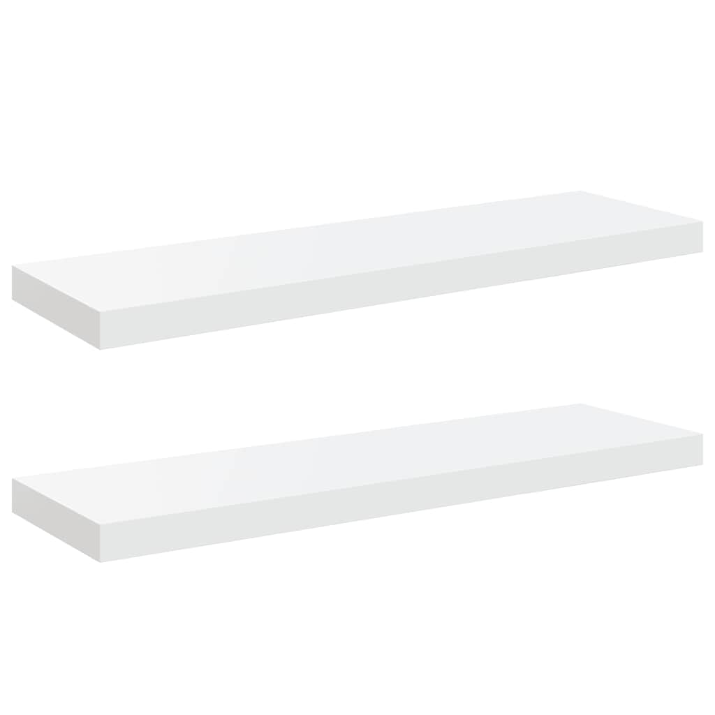2 db magasfényű fehér MDF lebegő fali polc 80 x 23,5 x 3,8 cm