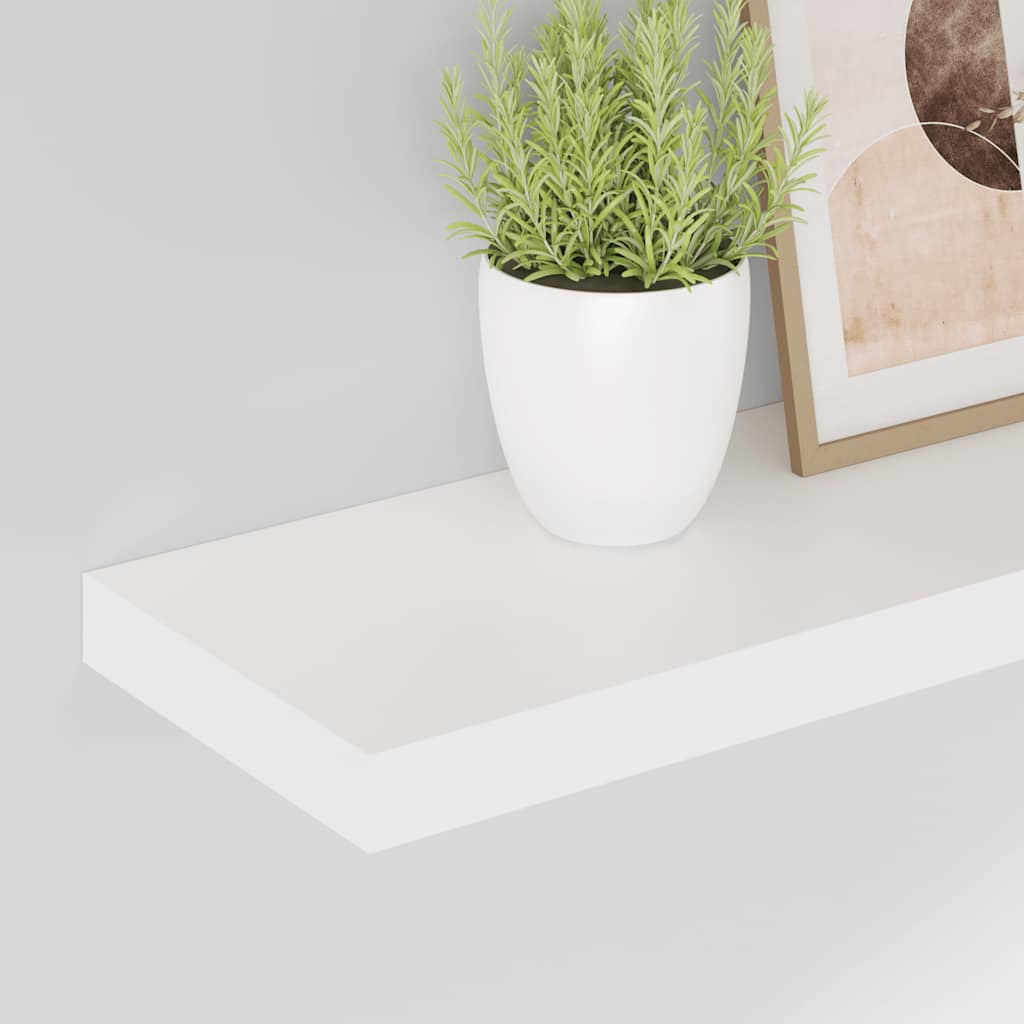 2 db magasfényű fehér MDF lebegő fali polc 80 x 23,5 x 3,8 cm
