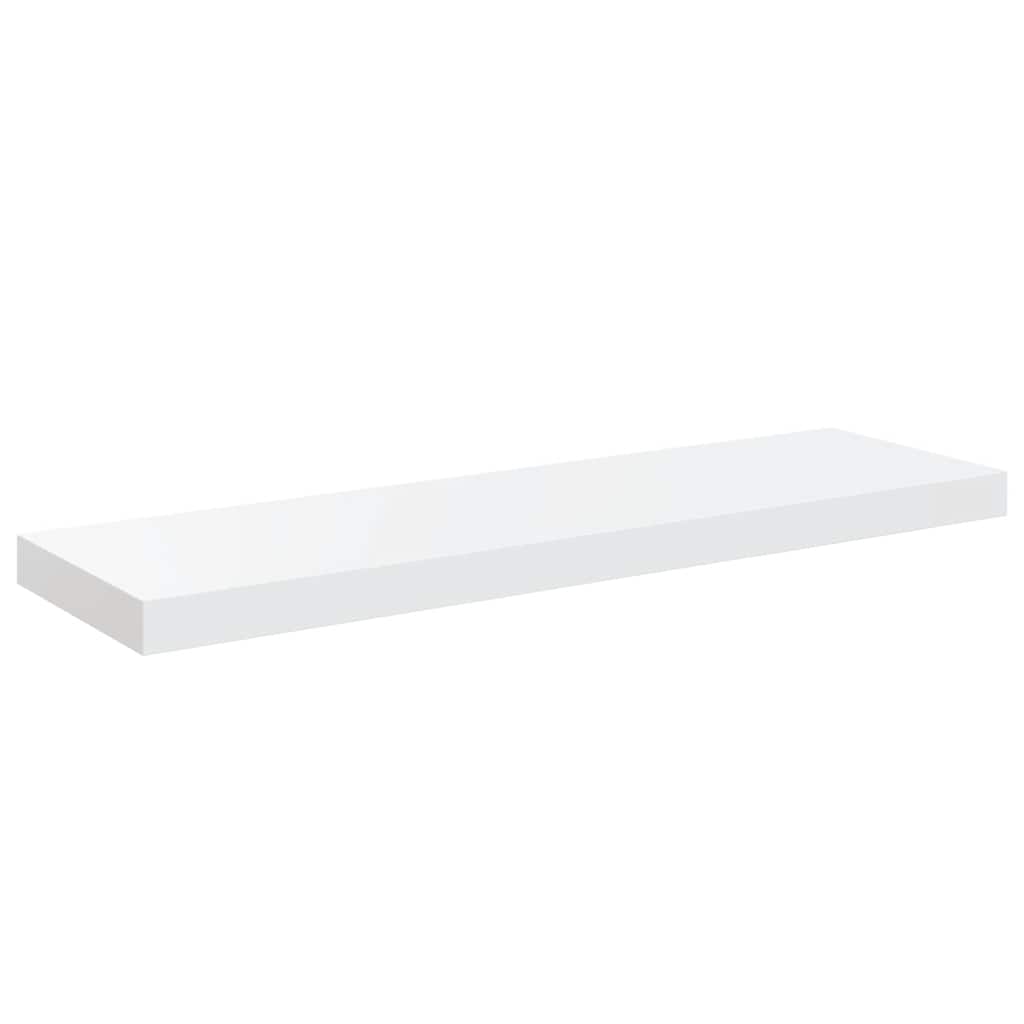 2 db magasfényű fehér MDF lebegő fali polc 80 x 23,5 x 3,8 cm