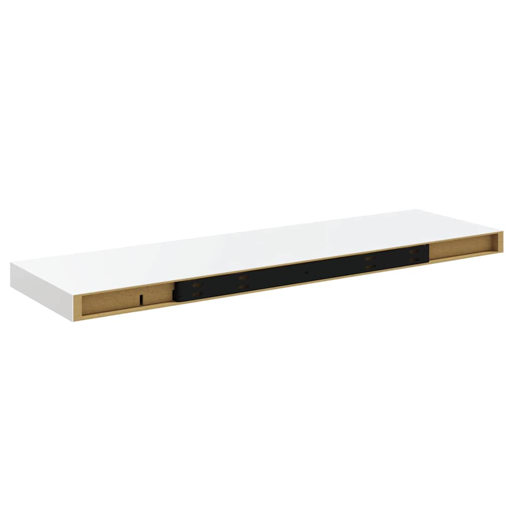 2 db magasfényű fehér MDF lebegő fali polc 80 x 23,5 x 3,8 cm
