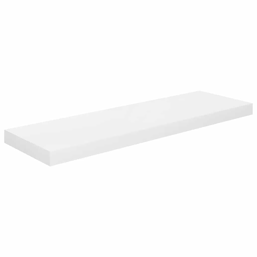 2 db magasfényű fehér MDF lebegő fali polc 80 x 23,5 x 3,8 cm