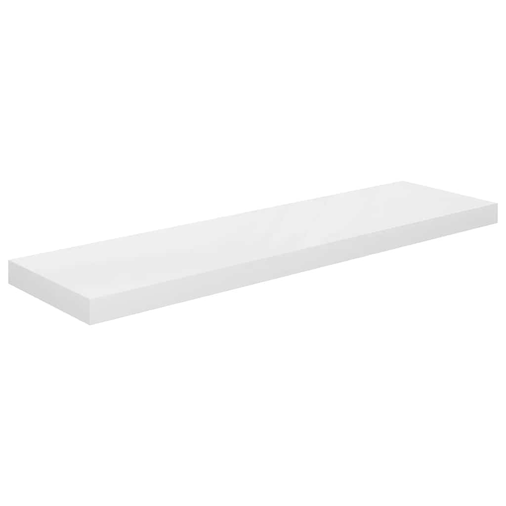 magasfényű fehér MDF lebegő fali polc 90 x 23,5 x 3,8 cm