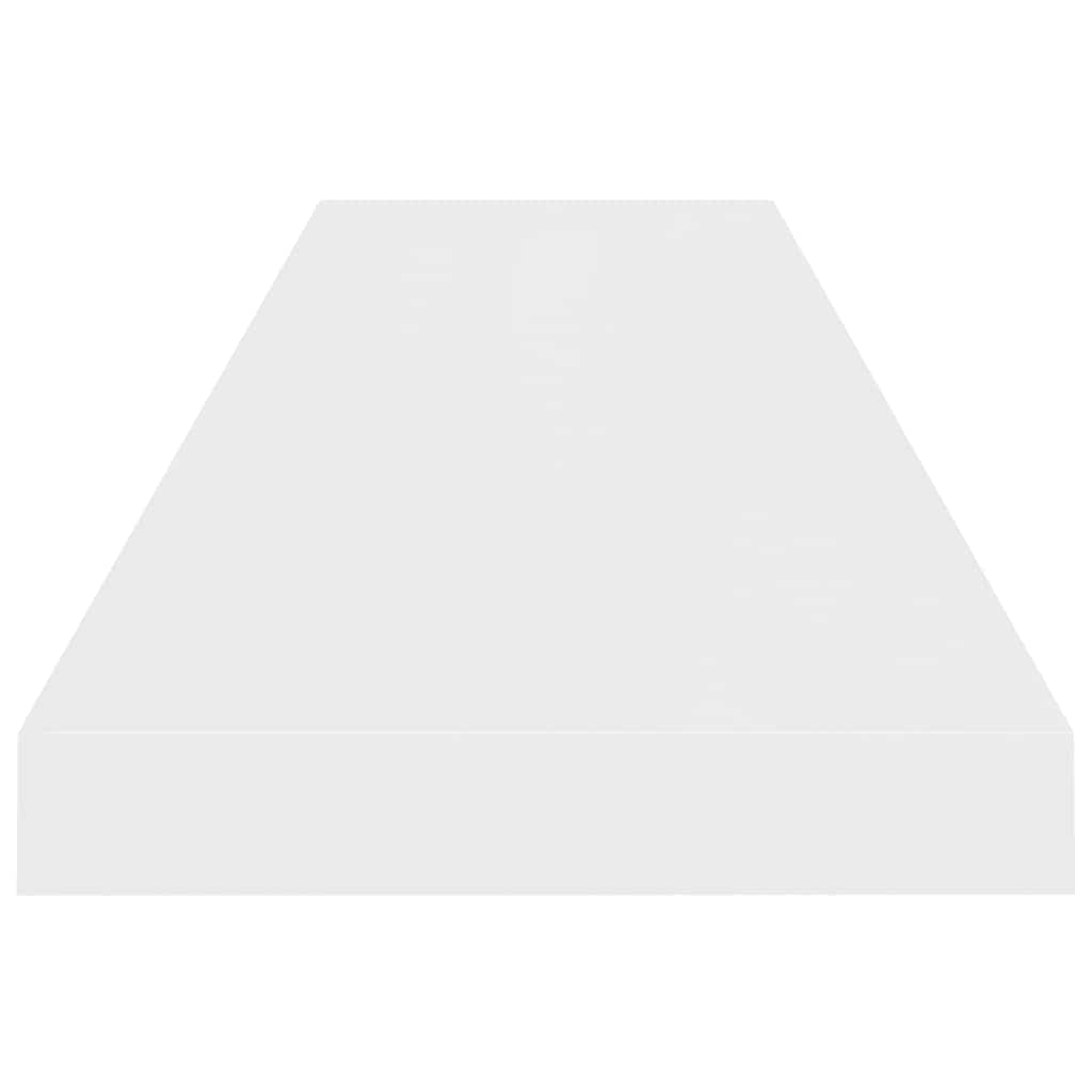 4 db magasfényű fehér MDF lebegő fali polc 90 x 23,5 x 3,8 cm