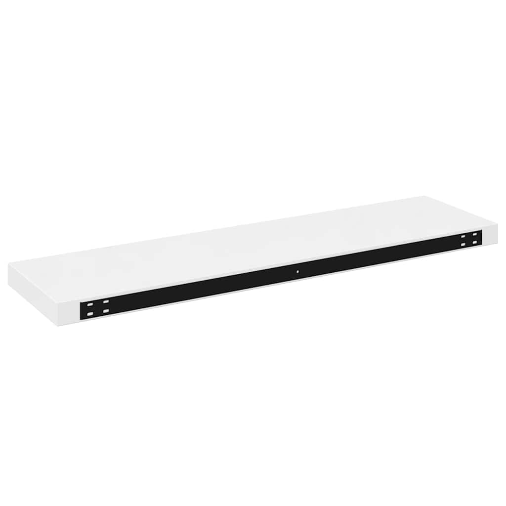 4 db magasfényű fehér MDF lebegő fali polc 90 x 23,5 x 3,8 cm