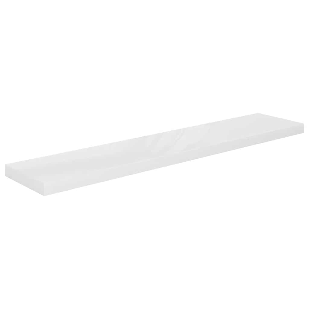 magasfényű fehér MDF lebegő fali polc 120 x 23,5 x 3,8 cm