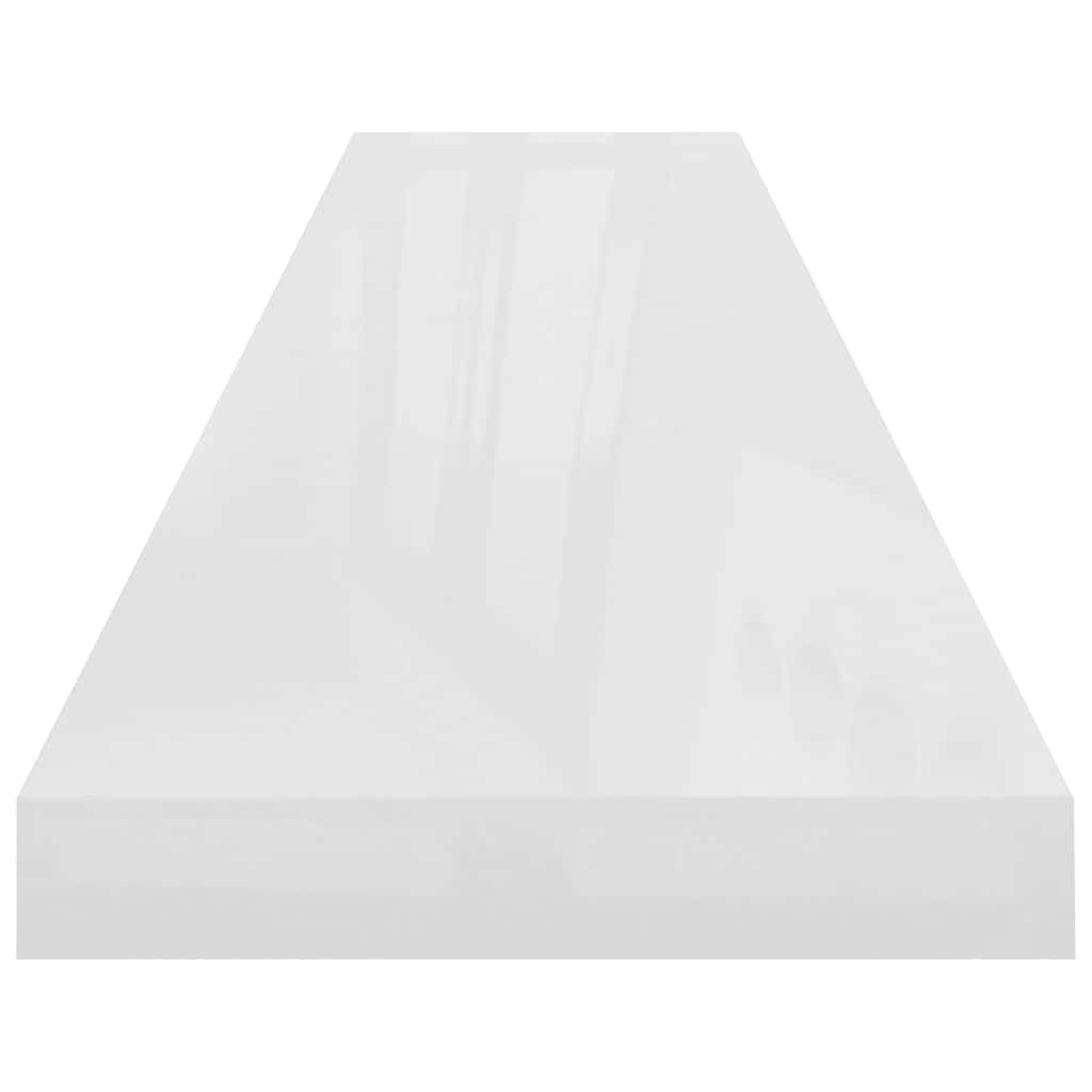 magasfényű fehér MDF lebegő fali polc 120 x 23,5 x 3,8 cm