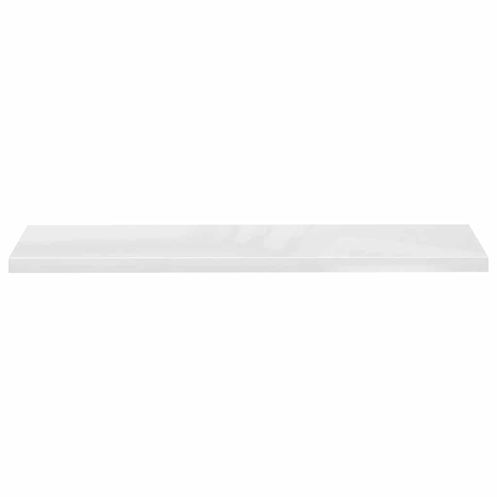 2 db magasfényű fehér MDF lebegő fali polc 120 x 23,5 x 3,8 cm