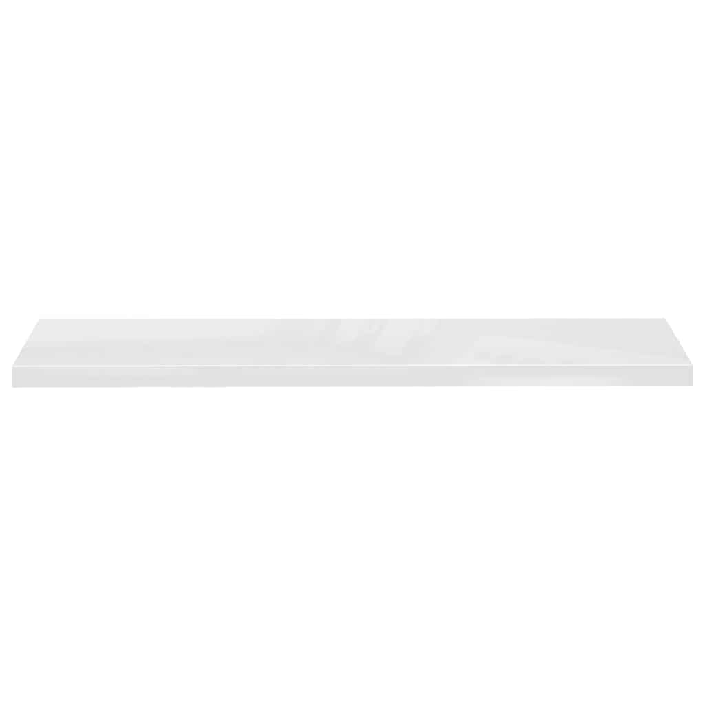 4 db magasfényű fehér MDF lebegő fali polc 120 x 23,5 x 3,8 cm