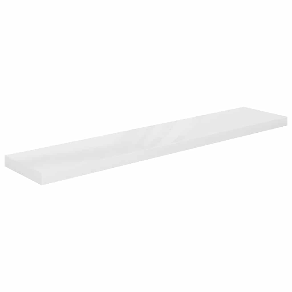 4 db magasfényű fehér MDF lebegő fali polc 120 x 23,5 x 3,8 cm